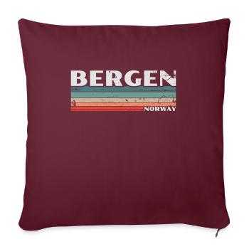 Bergen Norvège Rétro Vintage Norvège Norvégien - Housse de coussin décorative 45 x 45 cm - bordeaux - Devant
