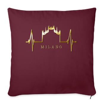 Milan Skyline Italie Heartbeat Fan Love Milano - Housse de coussin décorative 45 x 45 cm - bordeaux - Devant