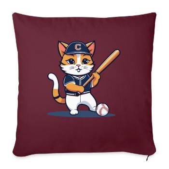 Chat de baseball I drôles d’animaux | Des sports | Chaton - Housse de coussin décorative 45 x 45 cm - bordeaux - Devant