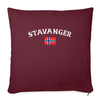 Stavanger Vintage Norvège drapeau norvégien - Housse de coussin décorative 45 x 45 cm - bordeaux - Devant