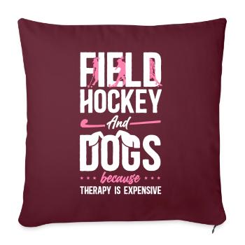 Hockey sur gazon, Hockey sur gazon pour chiens, et - Housse de coussin décorative 45 x 45 cm - bordeaux - Devant