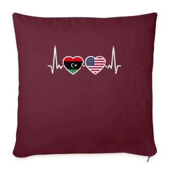 Libye USA Vintage Heartbeat drapeau libyen - Housse de coussin décorative 45 x 45 cm - bordeaux - Devant