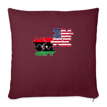 Libye USA Vintage drapeau américain libyen - Housse de coussin décorative 45 x 45 cm - bordeaux - Devant