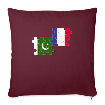 Pakistan France Drapeau Français Pakistanais - Housse de coussin décorative 45 x 45 cm - bordeaux - Devant