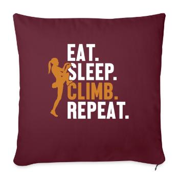 Manger, dormir, grimper, répéter, bloc, escalade de vitesse - Housse de coussin décorative 45 x 45 cm - bordeaux - Devant