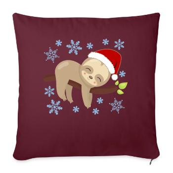 Faultier Weihnachtsnap Gemütliche Feiertage - Sofakissenbezug 45 x 45 cm - Burgunderrot - Vorne
