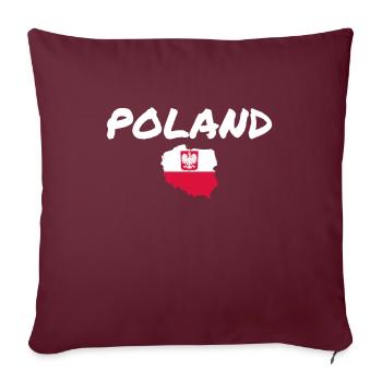 Carte de la Pologne Pologne Mât du drapeau polonais - Housse de coussin décorative 45 x 45 cm - bordeaux - Devant