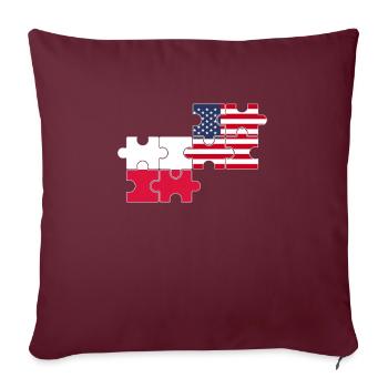 Pologne USA Drapeau Américain Polonais - Housse de coussin décorative 45 x 45 cm - bordeaux - Devant