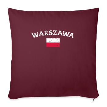 Warszawa Vintage Pologne polonais drapeau mât - Housse de coussin décorative 45 x 45 cm - bordeaux - Devant