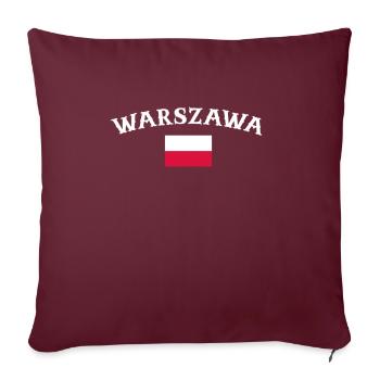 Warszawa Pologne drapeau polonais mât - Housse de coussin décorative 45 x 45 cm - bordeaux - Devant