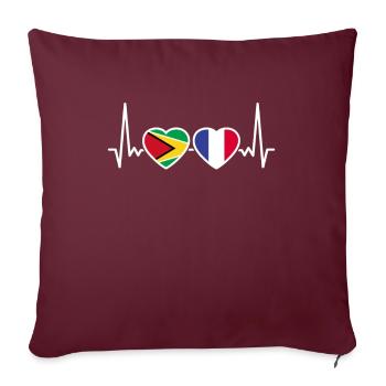 Guyane France Heartbeat Flag Guyanais - Housse de coussin décorative 45 x 45 cm - bordeaux - Devant