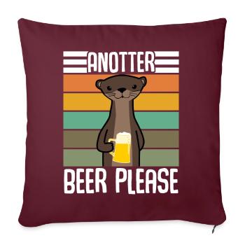Loutre à la bière rétro - Housse de coussin décorative 45 x 45 cm - bordeaux - Devant