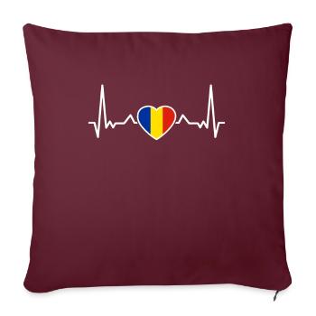 Roumanie Heartbeat Drapeau Roumain Roumain - Housse de coussin décorative 45 x 45 cm - bordeaux - Devant