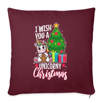 Je vous souhaite un Noël de Licorne - Housse de coussin décorative 45 x 45 cm - bordeaux - Devant