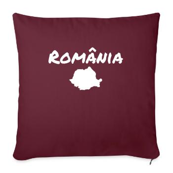 România Roumanie Roumain Carte Roumain - Housse de coussin décorative 45 x 45 cm - bordeaux - Devant