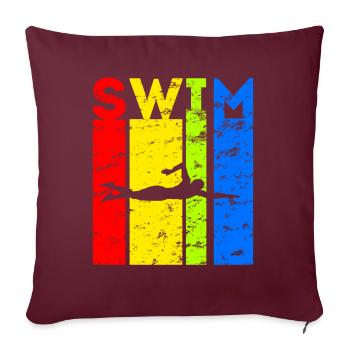 Nageur Natation Natation Design Vintage - Housse de coussin décorative 45 x 45 cm - bordeaux - Devant
