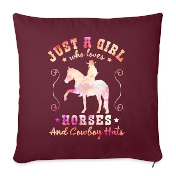 Horse Love - charme Western élégant - Housse de coussin décorative 45 x 45 cm - bordeaux - Devant