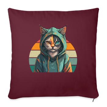 Sweat à capuche Cat - Cat Design - Housse de coussin décorative 45 x 45 cm - bordeaux - Devant