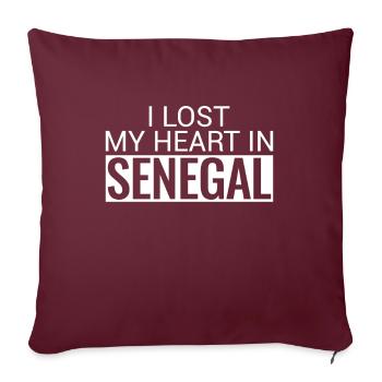 J'ai perdu mon cœur au Sénégal Sénégalais - Housse de coussin décorative 45 x 45 cm - bordeaux - Devant