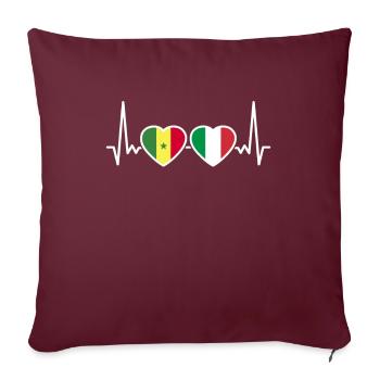 Sénégal Italie Heartbeat Flag Sénégalais - Housse de coussin décorative 45 x 45 cm - bordeaux - Devant