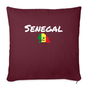 Carte du Sénégal Drapeau du Sénégal - Housse de coussin décorative 45 x 45 cm - bordeaux - Devant