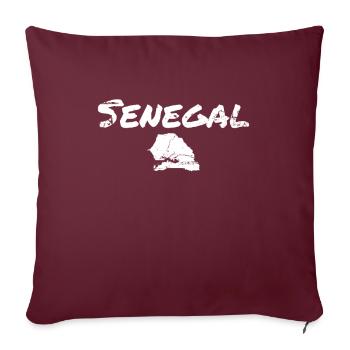 Carte vintage du Sénégal sénégalais - Housse de coussin décorative 45 x 45 cm - bordeaux - Devant