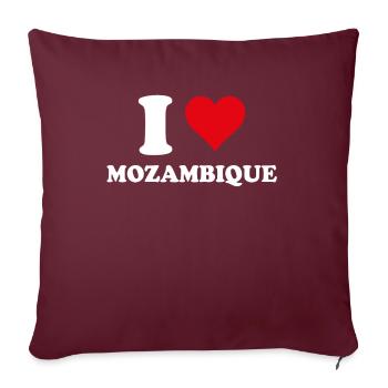 I Love Mozambique Coeur Cadeau Mozambicain - Housse de coussin décorative 45 x 45 cm - bordeaux - Devant