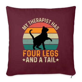 Mon thérapeute a quatre pattes et une queue - Chat - Housse de coussin décorative 45 x 45 cm - bordeaux - Devant