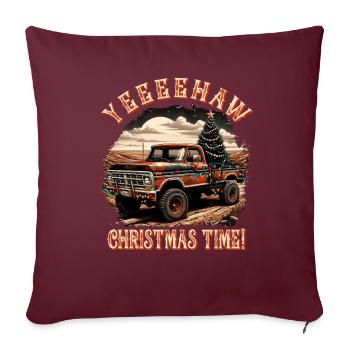 Yeehaw C’est Noël – Camionnette - Housse de coussin décorative 45 x 45 cm - bordeaux - Devant