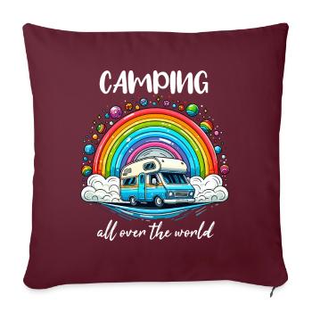 Camping all over the world Weltreise Grenzenlos - Sofakissenbezug 45 x 45 cm - Burgunderrot - Vorne