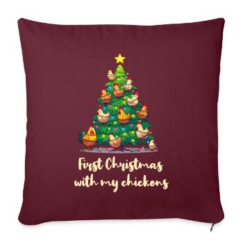 Noël avec les poules propriétaire de poules poulailler - Housse de coussin décorative 45 x 45 cm - bordeaux - Devant