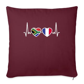 Afrique du Sud France Heartbeat Flag - Housse de coussin décorative 45 x 45 cm - bordeaux - Devant