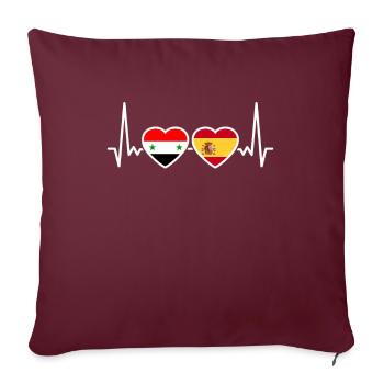 Syrien Spanien Herzschlag Flagge Spanier Syrer - Sofakissenbezug 45 x 45 cm - Burgunderrot - Vorne