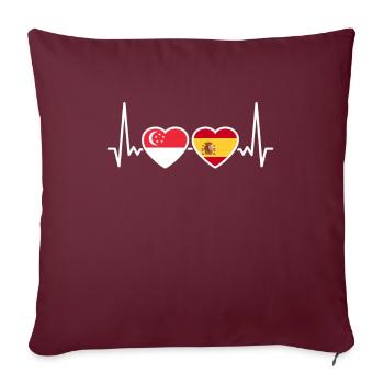 Singapour Espagne Heartbeat Flag Singapourien - Housse de coussin décorative 45 x 45 cm - bordeaux - Devant