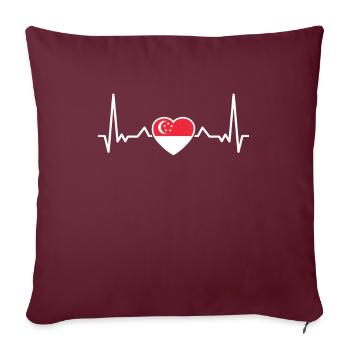 Drapeau de Singapour Heartbeat Singapour - Housse de coussin décorative 45 x 45 cm - bordeaux - Devant