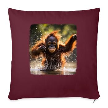Orang Utans realistic Orang Utan - Sofakissenbezug 45 x 45 cm - Burgunderrot - Vorne