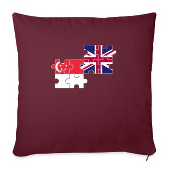 Singapour Royaume-Uni Drapeau Britannique Singapourien - Housse de coussin décorative 45 x 45 cm - bordeaux - Devant