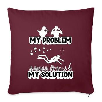 Biologiste marin Mon problème Mon pictogramme Papa Maman - Housse de coussin décorative 45 x 45 cm - bordeaux - Devant