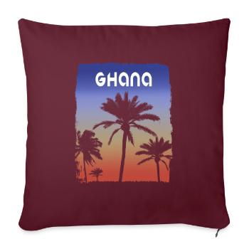 Ghana Afrique coucher de soleil vacances Souvenir palmier - Housse de coussin décorative 45 x 45 cm - bordeaux - Devant