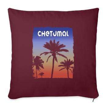 Chetumal Mexique coucher de soleil vacances Souvenir palmier - Housse de coussin décorative 45 x 45 cm - bordeaux - Devant