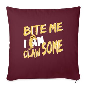 Mords-moi, je suis Griffe-un chat mordant - Housse de coussin décorative 45 x 45 cm - bordeaux - Devant