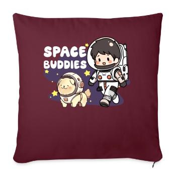 Space Buddies Kawaii Astronaut With Dog Galaxy Exp - Sofakissenbezug 45 x 45 cm - Burgunderrot - Vorne