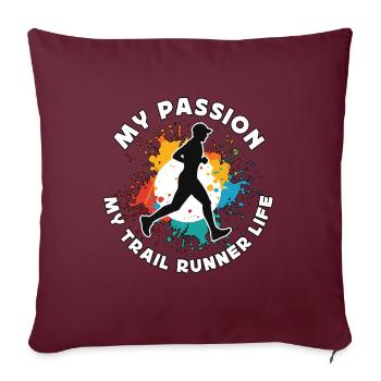 Trail Runner Ma Passion Mon Trail Runner Trail Race - Housse de coussin décorative 45 x 45 cm - bordeaux - Devant