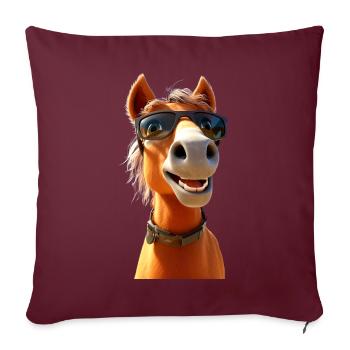 Cheval, Fille De Cheval, Cavalier, Poney, Écurie, Chevaux - Housse de coussin décorative 45 x 45 cm - bordeaux - Devant