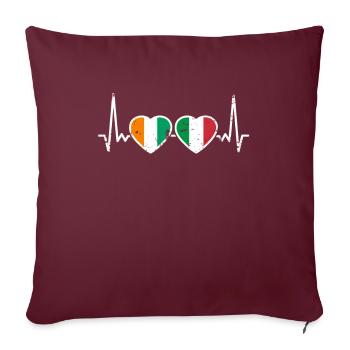 Elfenbeinküste Italien Vintage Herzschlag Flagge - Sofakissenbezug 45 x 45 cm - Burgunderrot - Vorne