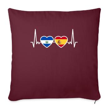 El Salvador Espagne Heartbeat Flag - Housse de coussin décorative 45 x 45 cm - bordeaux - Devant