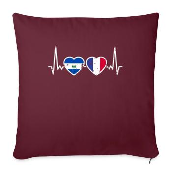 El Salvador France Vintage Heartbeat drapeau - Housse de coussin décorative 45 x 45 cm - bordeaux - Devant
