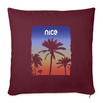Nice France Coucher De Soleil Vacances Souvenir Palmier - Housse de coussin décorative 45 x 45 cm - bordeaux - Devant