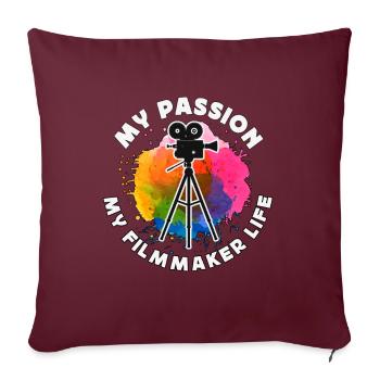 Cinéaste Ma Passion Mon Métier de Cinéaste Réalisation de films - Housse de coussin décorative 45 x 45 cm - bordeaux - Devant