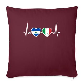 El Salvador Italie Vintage Heartbeat drapeau - Housse de coussin décorative 45 x 45 cm - bordeaux - Devant